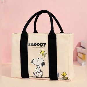 Snoopy Canvas Tote Bag with Black Handles